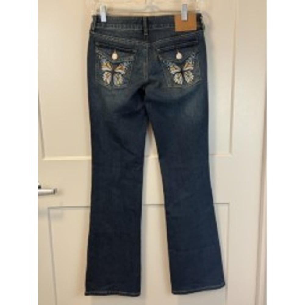 Aeropostale Butterfly Pocket Flare Jeans Super Low Rise Size 0